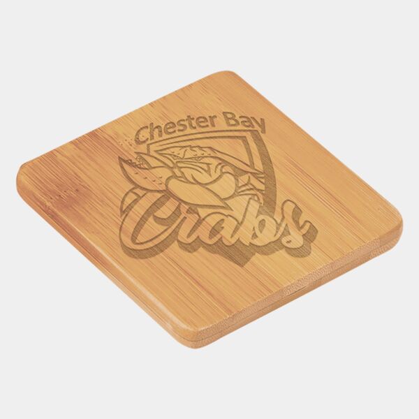 3 3/4" x 3 3/4" Bamboo Square 6-Coaster Set with Holder Thumbnail